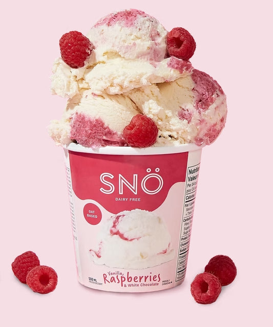 Sno Vanilla Raspberries & Chocolate White Chunks Ice Cream 500ml