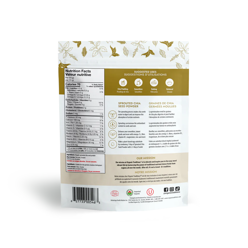 Organic Traditions Sprouted Chia Powder 454gm