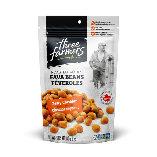 Three Farmers Roasted Fava Beans Zesty Cheddar 140gm