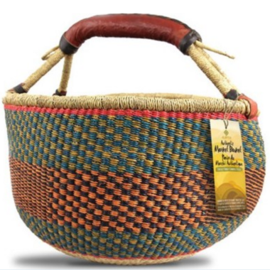 Alaffia Handwoven African Grass Shoulder Basket