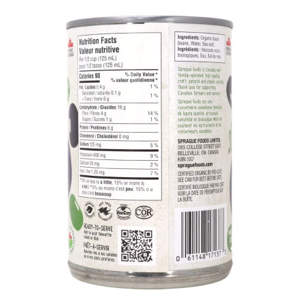 Sprague Organic Black Beans 398mL