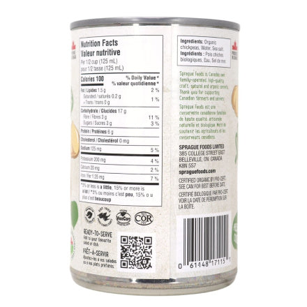 Sprague Organic Chickpeas 398mL