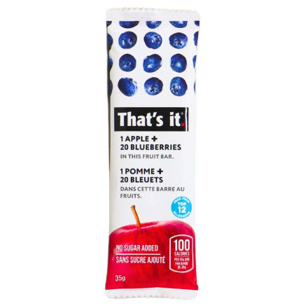 That's It No Sugar Added 1 Apple 20 Blueberry Fruit Bar 35gm