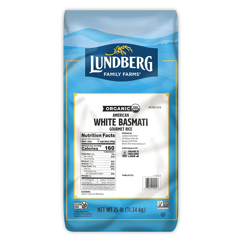 Lundberg Organic California White Basmati Rice 11.34kg